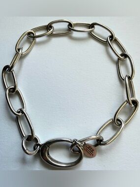 Sterling Silver 925 Charm Bracelet Chunky Paperclip Chain Push Clasp Toggle